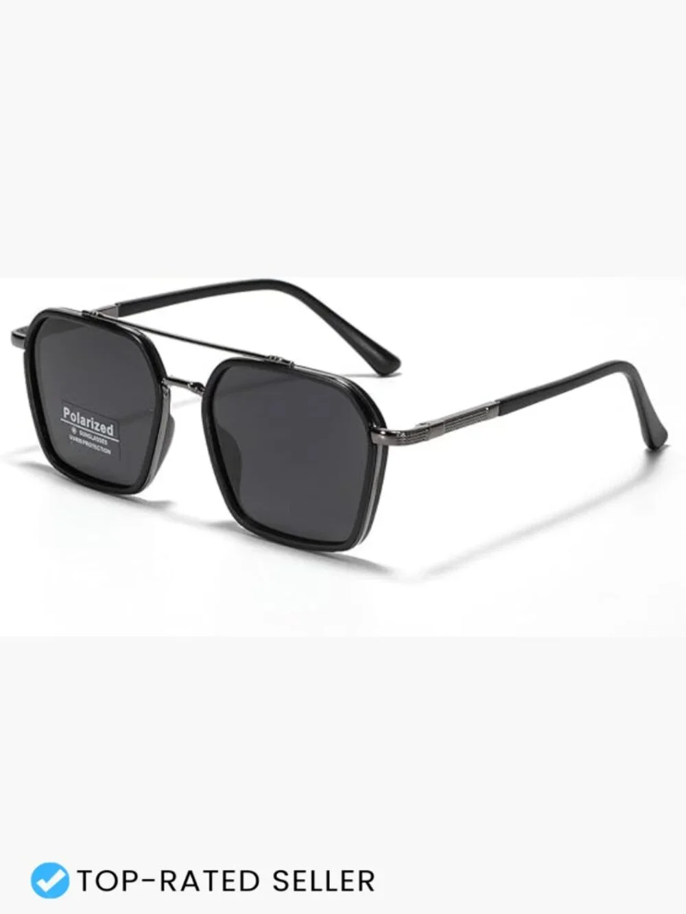 Square Framed Sunglasses Oversized Double Bridge Tr90 Polarized TAC Lens Unisex